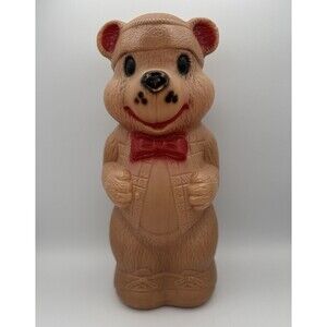 Vintage A.J. Renzi Blow Mold Brown Bear Coin Bank 17” USA Plastic GUC